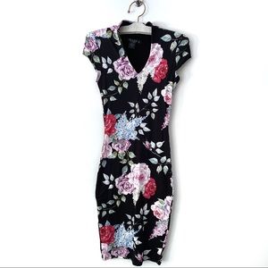 Joe & Elle Dress XS Floral Short Sleeve Bodycon